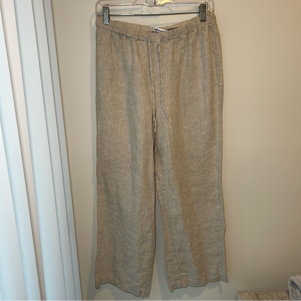 Reformation Linen Pants Oatmeal Size Small